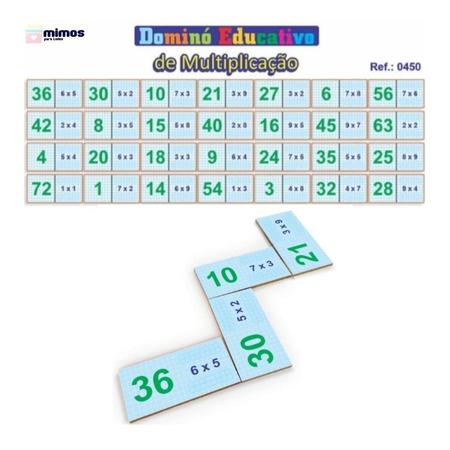 Kit 2 Dominós Educativos Matemática Divisão e Multiplicação Jogo