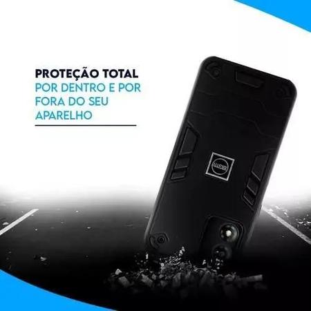 Imagem de Kit 2 em 1 Capa Anti Shock Resistente + Película Fosca Privativa para Samsung Galaxy A12 / M12 Cor:Preto