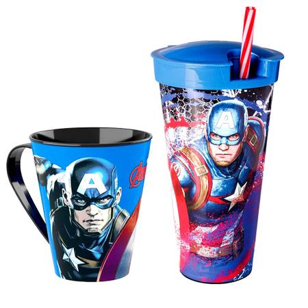 Imagem de Kit 2 em 1 Capitão América Copo e Caneca Estampados Original