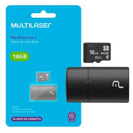 Imagem de Kit 2 em 1 Leitor USB + Cartão De Memória Micro SD  Multilaser