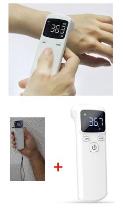 Imagem de Kit 2 EM 1 Termômetro  Digital Infravermelho Testa + Oxímetro Oled Dedo/Pulso adulto e Pediátrico