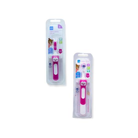 Imagem de Kit 2 escovas mam de dentes macia infantil para bebes massageadora cabo ergonomico