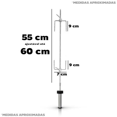 Kit 2 Espeto Giratório a Pilha Inox Regulável 50cm à 65cm - JHFER