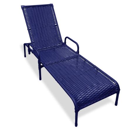 Imagem de Kit 2 Espreguiçadeiras Catar Azul + mesa p/ Jardim e Piscina