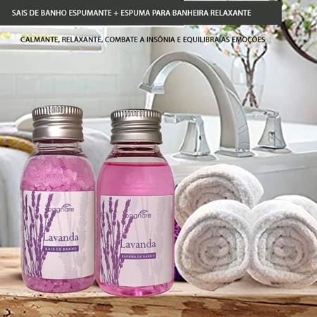 Imagem de Kit 2 Espumas 2 Sais Banho Banheira Capim Limão Lavanda 60Ml