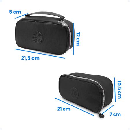 Kit 2 Estojo Escolar Box Organizador Jumbo C/ Divisória Liso - Hxt Imagem de Kit 2 Estojo Escolar Box Organizador Jumbo C/ Divisória Liso