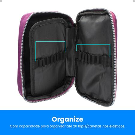 Kit 2 Estojo Escolar Box Organizador Jumbo C/ Divisória Liso - Hxt Imagem de Kit 2 Estojo Escolar Box Organizador Jumbo C/ Divisória Liso