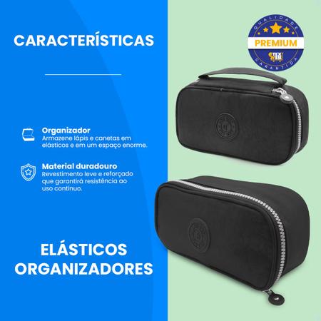 Kit 2 Estojo Escolar Box Organizador Jumbo C/ Divisória Liso - Hxt Imagem de Kit 2 Estojo Escolar Box Organizador Jumbo C/ Divisória Liso