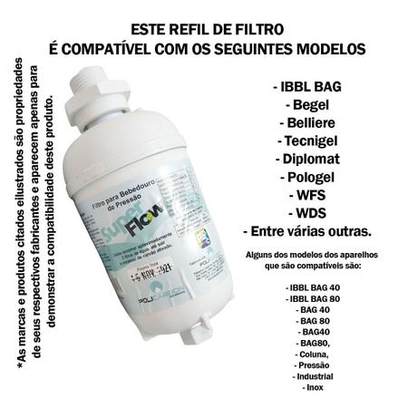 Imagem de Kit 2 Filtro Refil Bebedouro Pressão Coluna Bag Compatível Com Várias Marcas