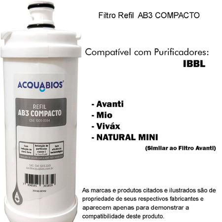 Imagem de Kit 2 Filtro Refil Compatível Purificador IBBL Natural Mini Avanti Mio Vivax