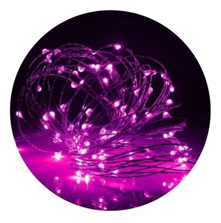 Imagem de Kit 2 Fio De Fada Cordão de Luz Led Decoração 10 Metros Rosa