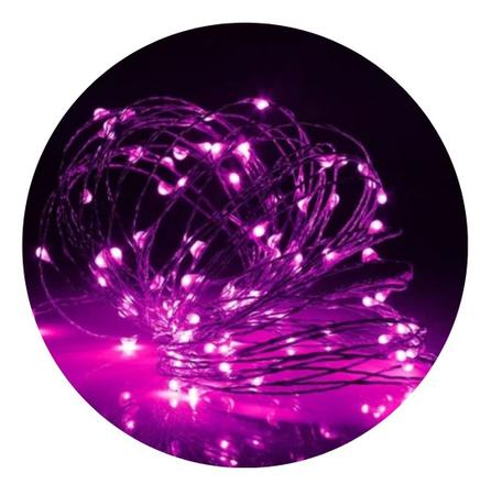 Imagem de Kit 2 Fio De Fada Led Cordão de Luz Decoração Rosa 10 Metros