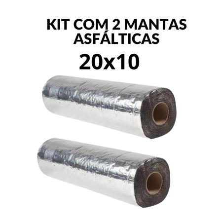 Imagem de Kit 2 Fita Asfáltica Aluminizada Adesiva Reparos Multiúso 20cm x 10m