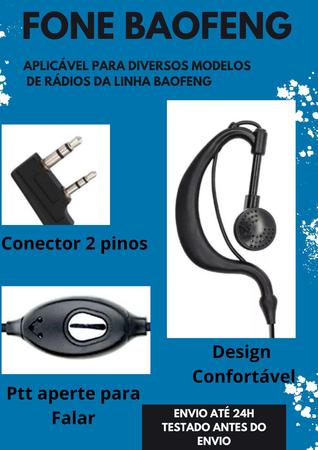 Imagem de Kit 2 Fone Ouvido Baofeng Para Rádio Comunicador UV6R Uv5r