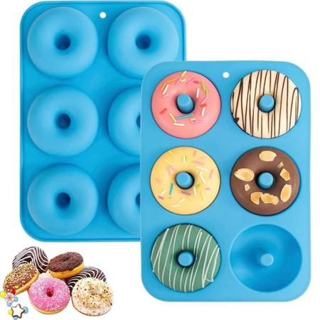 Imagem de Kit 2 Forma de Donuts e Rosquinhas Doces Silicone Antiaderente para Cozinha Multiuso Colorida