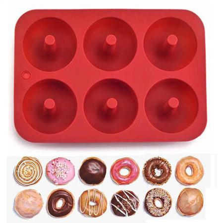 Imagem de Kit 2 Forma de Donuts e Rosquinhas Doces Silicone Antiaderente para Cozinha Multiuso Colorida