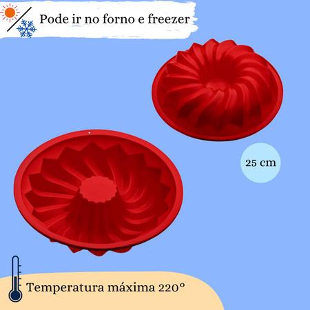 Imagem de Kit 2 Forma Silicone Bolo Pudim Docinho Gelo Forno Air Fryer Microondas Assadeiras Antiaderente Cozinha Fácil Usar