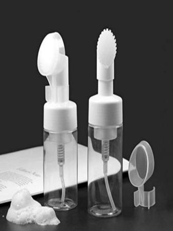 Imagem de Kit 2 Frasco pump para limpeza facial com escova de silicone ideal para o seu dia a dia