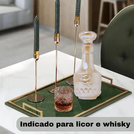 Imagem de Kit 2 Garrafas Licoreira Profissional Grande 500ML De Vidro - Conjunto Frasco Licoseira Dourada Para Bebidas Clássicas Licor Whisky Vodka Conhaque