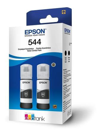 Imagem de Kit 2 Garrafas Refil Tinta Impressora Epson 544 T544120 Preto