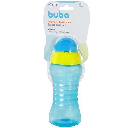 Imagem de Kit 2 garrafinhas fresh buba infantil 300 ml com 2 canudos retrátil silicone extra