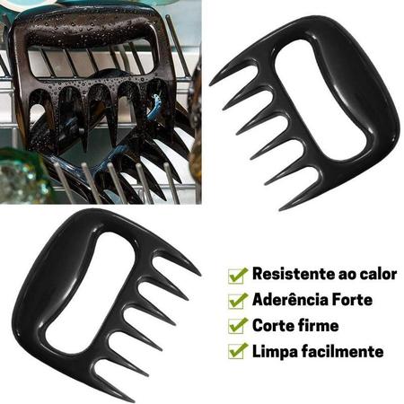 Imagem de Kit 2 Garras De Urso Churrasco Desfiar Cortar Carne Peças Desfiador Reforçado Cortador Alimentos Salada Pegador Pegador