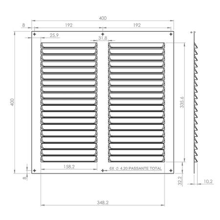 Imagem de Kit 2 Grades de Ventilação de Alumínio Preta 40x40cm ITC