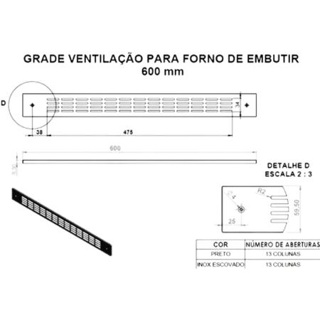 Imagem de Kit 2 Grades de Ventilação Forno de Embutir Preta Safanelli