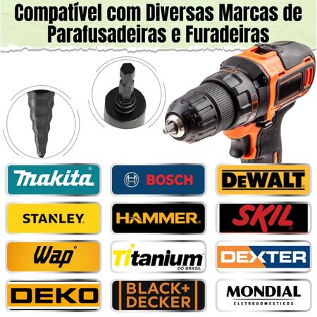 Imagem de Kit 2 Haste Flangeador Escalonado Alargador Broca 6 - 19mm Canos Cobre Parafusadeira Refrigeração Ar Condicionado Cano Automotivos Geladeira