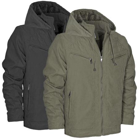 Kit 2 Jaquetas Sarja Peluciada Masculina Com Capuz Removível - Zafina Imagem de Kit 2 Jaquetas Sarja Peluciada Masculina Com Capuz Removível