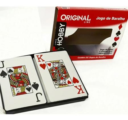 Baralho 2 Jogos de 54 Cartas Tradicional, Poker, Canastra, Buraco, Jogo de  Cartas 100% Plástico Estojo de Metal