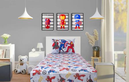 Imagem de Kit 2 Jogos de Cama Marvel Menino Homem Aranha Vingadores Infantil Algodão Solteiro