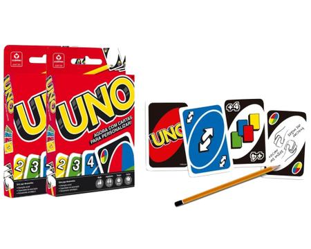 Jogo Uno Infantil e Adulto com cartas Personalizáveis Kit 2 Unidades -  Mattel - Deck de Cartas - Magazine Luiza