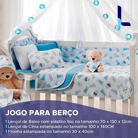 Jogo De Cama Berço 2 Peças Malha 120g/m² - Sul Brasil Desenho Do Tecido Bichinhos  Verde