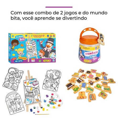 Kit 2 Jogos Mundo Bita Infantil Educativo Peças em Madeira - Nig