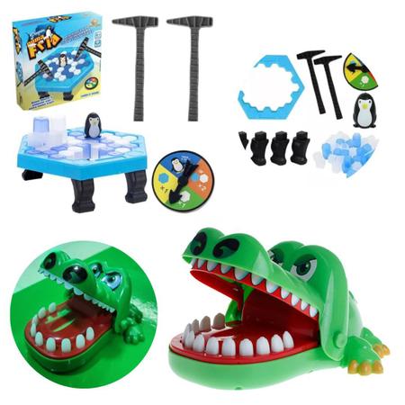 Kit Jogo Pinguim Quebra Gelo + Jogo Croc Croc Crocodilo Dentista