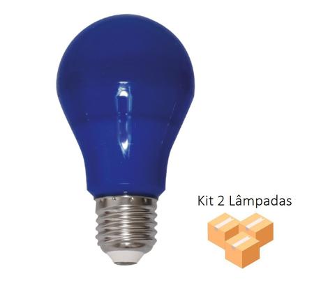 Imagem de Kit 2 Lâmpadas Bulbo Led 6w A60 E27 Color Azul Bivolt