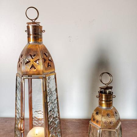 Imagem de Kit 2 Lamparina Lanterna Marroquina Porta Velas Decorativa