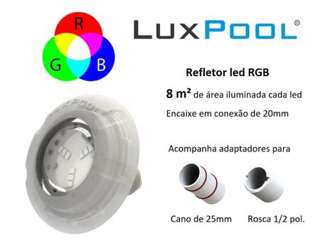 Imagem de Kit 2 Leds Rgb Piscina Com Controle + Fonte + Nicho Fibra