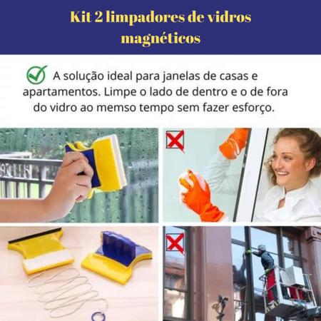Kit 2 Limpa Vidros Magnético Rodo Mágico Dupla Face - Jovem Guru - Rodo -  Magazine Luiza