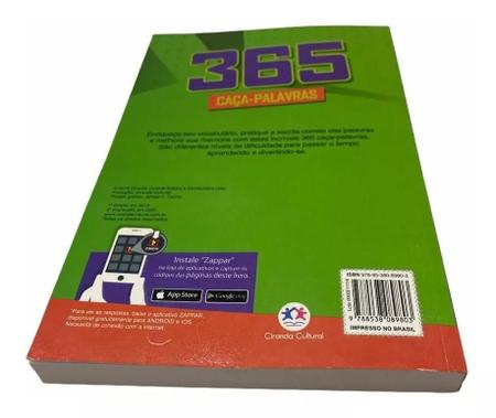 Kit 2 Livro 365 Caça Palavras Jogo Nível Fácil Médio Difícil