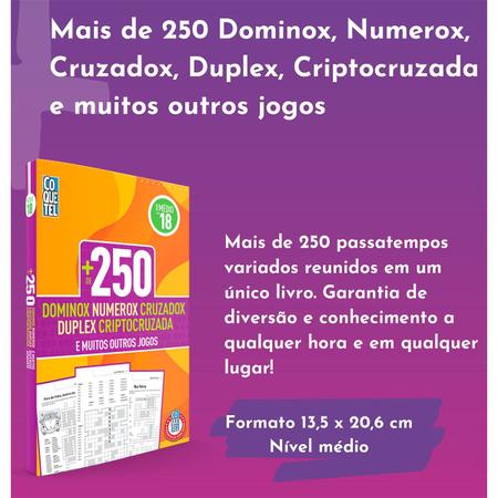 Kit 2 Livros Passatempos Coletânea Coquetel 150 Caça-Palavras e 250 Dominox  Numerox Cruzadox Duplex - Livros de Palavras Cruzadas - Magazine Luiza