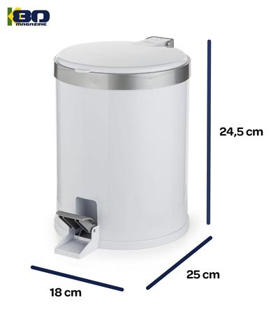 Imagem de Kit 2 Lixeira Cesto Lixo 5L Branca Pedal Banheiro Cozinha Escritorio