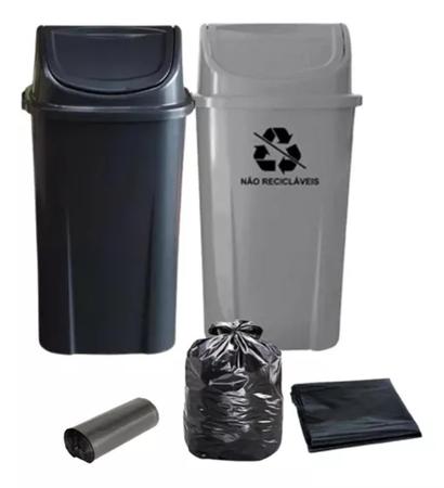 Kit 2 Lixeiras Para Coleta Seletiva De 60l Com Saco De Lixo - JSN Imagem de Kit 2 Lixeiras Para Coleta Seletiva De 60l Com Saco De Lixo