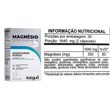 Imagem de Kit 2 Magnésio Dose Máxima 5 Fontes 60 Capsulas - Katigua