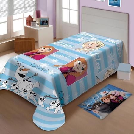 Imagem de Kit 2 Manta Infantil Frozen Disney Jolitex Para Criança Menina Feminino Mantinha Macia Solteira Azul