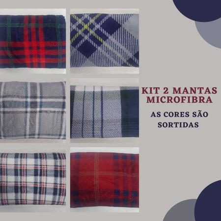 Imagem de Kit 2 Manta Microfibra Casal Sortida 1,80 x 2,00