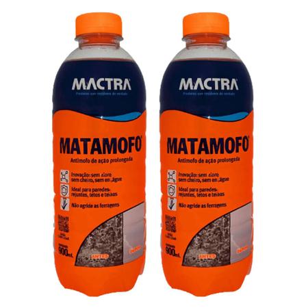 Imagem de Kit 2 Mata Mofo Mactra 900 ML - Ação Prolongada Mofo Não Volta Nova Embalagem Anti Mofo e Bolor (Teto de banheiro, guarda roupa, parede, armário)