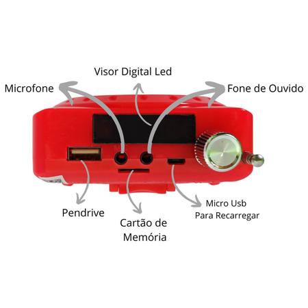 Imagem de Kit 2 Megafone Amplificador Caixa De Som Voz Microfone Professor Radio Fm Usb Usb Mp3 Fone Ouvido Aula Palestra