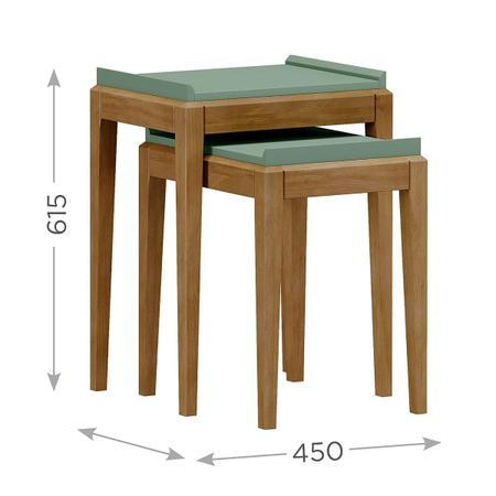 Kit 2 Mesas de Apoio Linha Milão Verde/Freijó em Madeira Pinus com MDF - Finestra Imagem de Kit 2 Mesas de Apoio Linha Milão Verde/Freijó em Madeira Pinus com MDF - Finestra